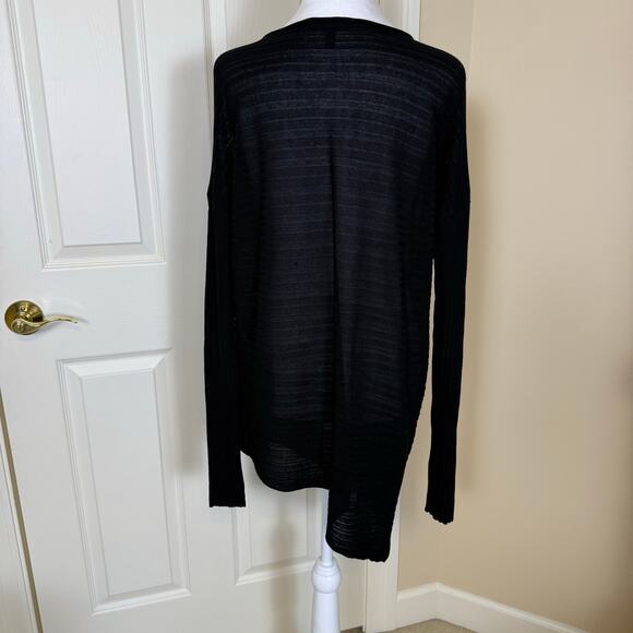 Eileen Fisher Black Tencel Long Sleeve Asymmetrical Hem Top Size M - Picture 3 of 9